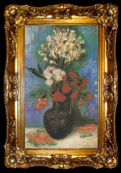 framed  Vincent Van Gogh Vase of carnations and other flowers, ta009-2